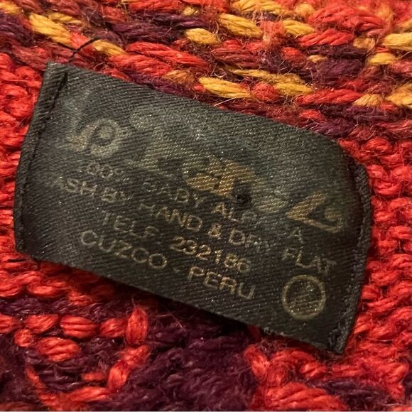 Vtg Perez 100% Baby Alpaca Hand Made Peru Southwest Aztec Oversized Cardigan L - Picture 13 of 14